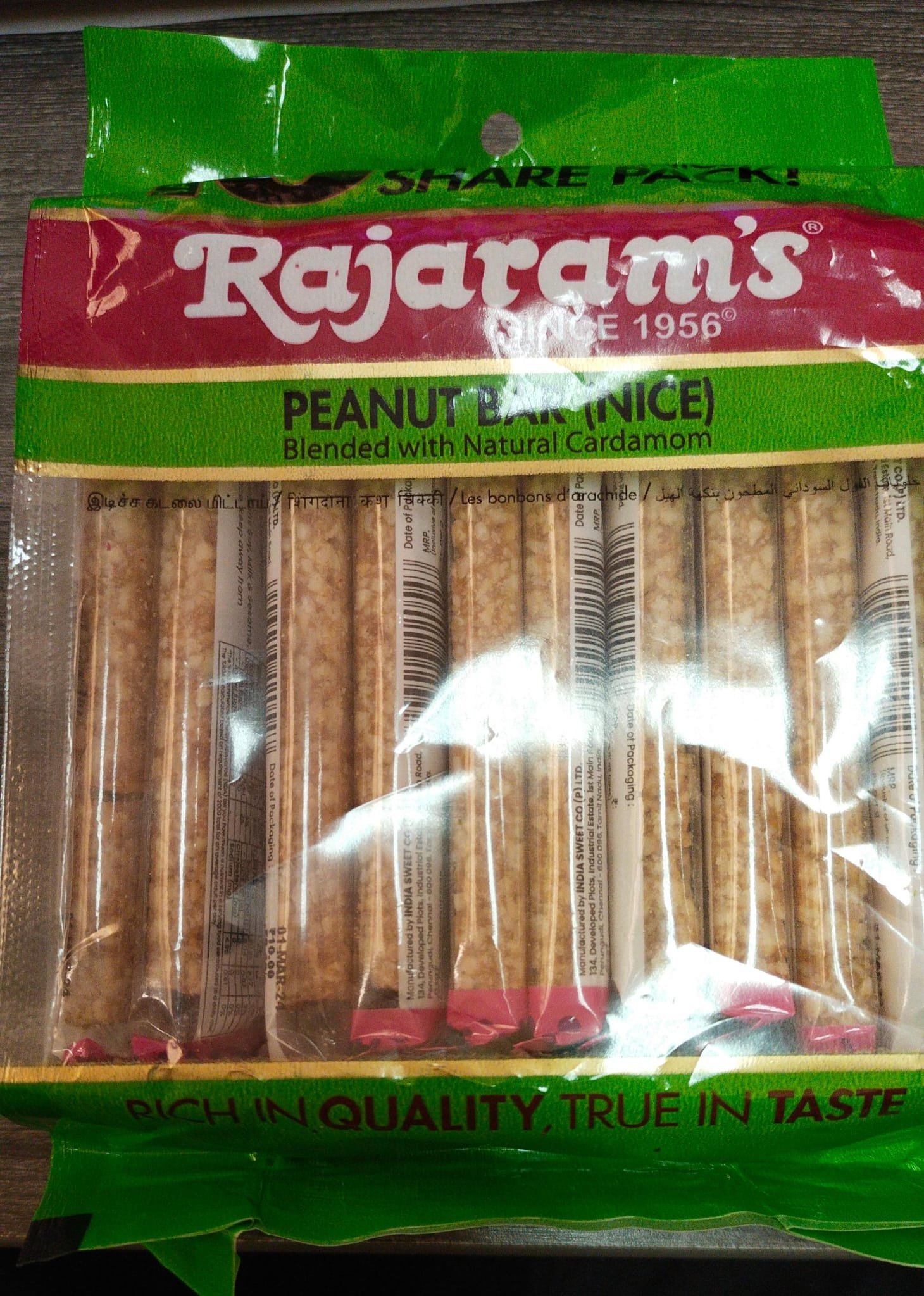 PEANUT CHIKKI BARS NICE RAJARAMS 250GM